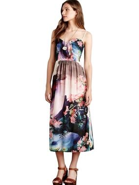 Anthropologie Corey Lynn Calter Floral Midi Dress Wedding Guest Garden Party 6